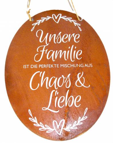 Metalltafel Chaos und Liebe mit Spruch, von Badeko